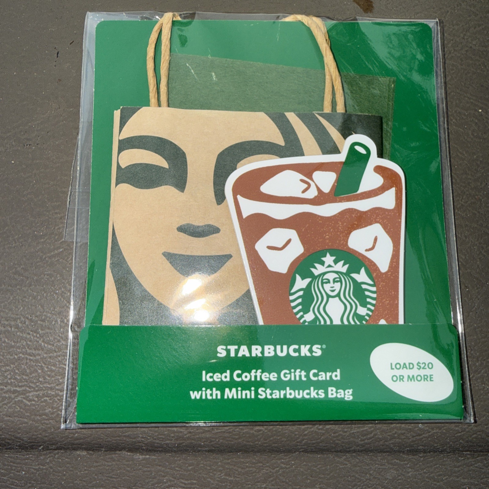 2026 Starbucks Cards ICED COFFEE die cut cup with bag card #6350 2026 Starbucks Cards ICED COFFEE die cut cup with bag card #6350
