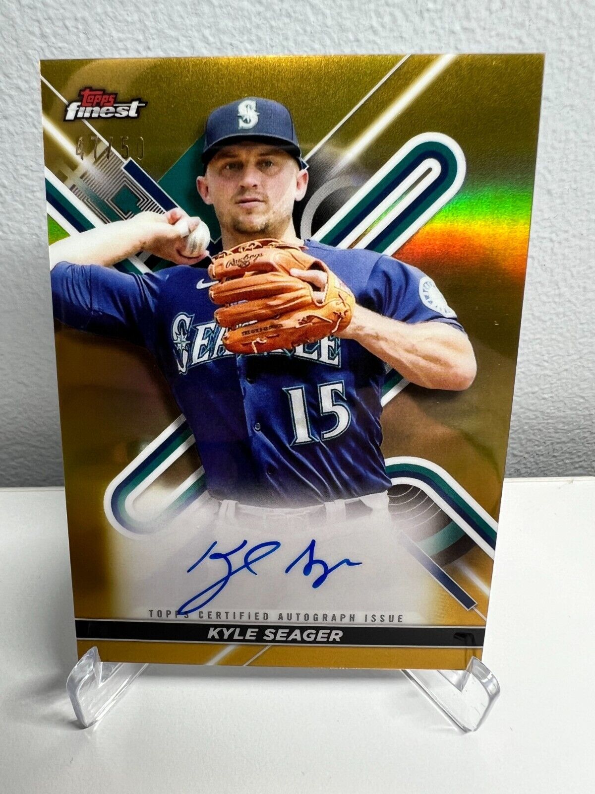2022 Topps Finest Kyle Seager Auto Gold Chrome Refractor /50 #FA-KS Mariners