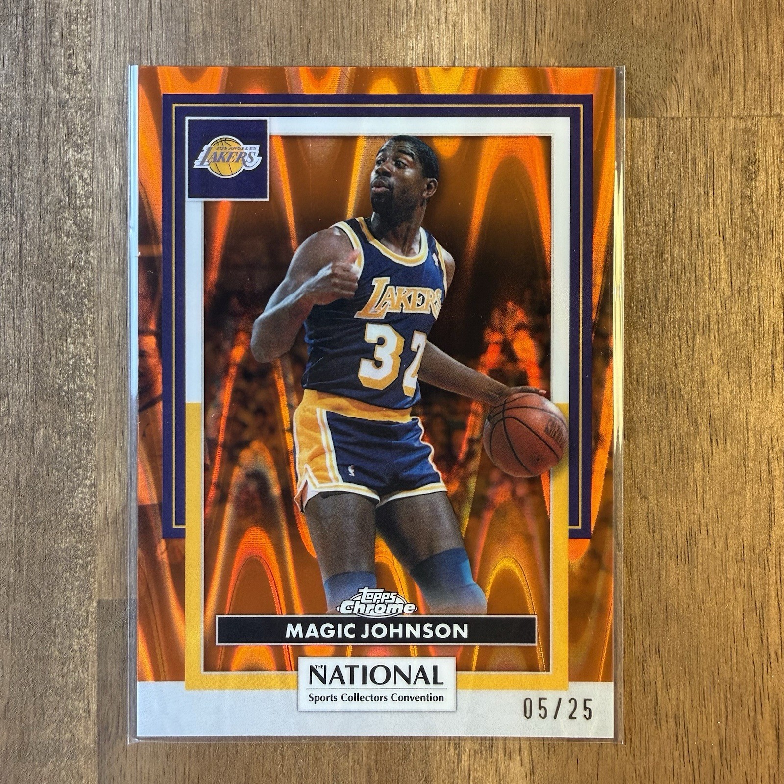 2025-26 Topps Chrome The National Magic Johnson #NBA-34 Orange Raywave /25 2025-26 Topps Chrome The National Magic Johnson #NBA-34 Orange Raywave /25
