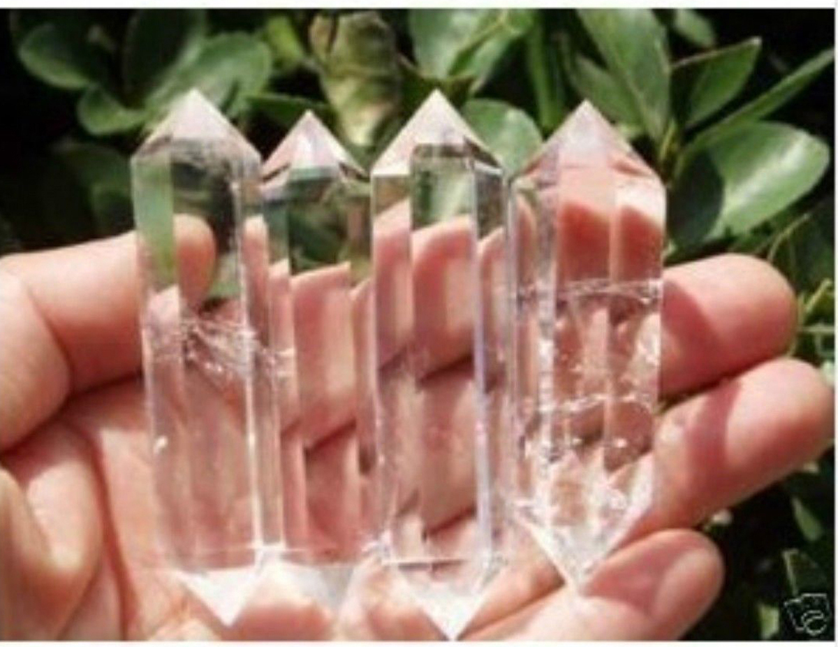 4pcs Beautiful 80-90MM NATURAL Clear Quartz Double Terminated Crystal point