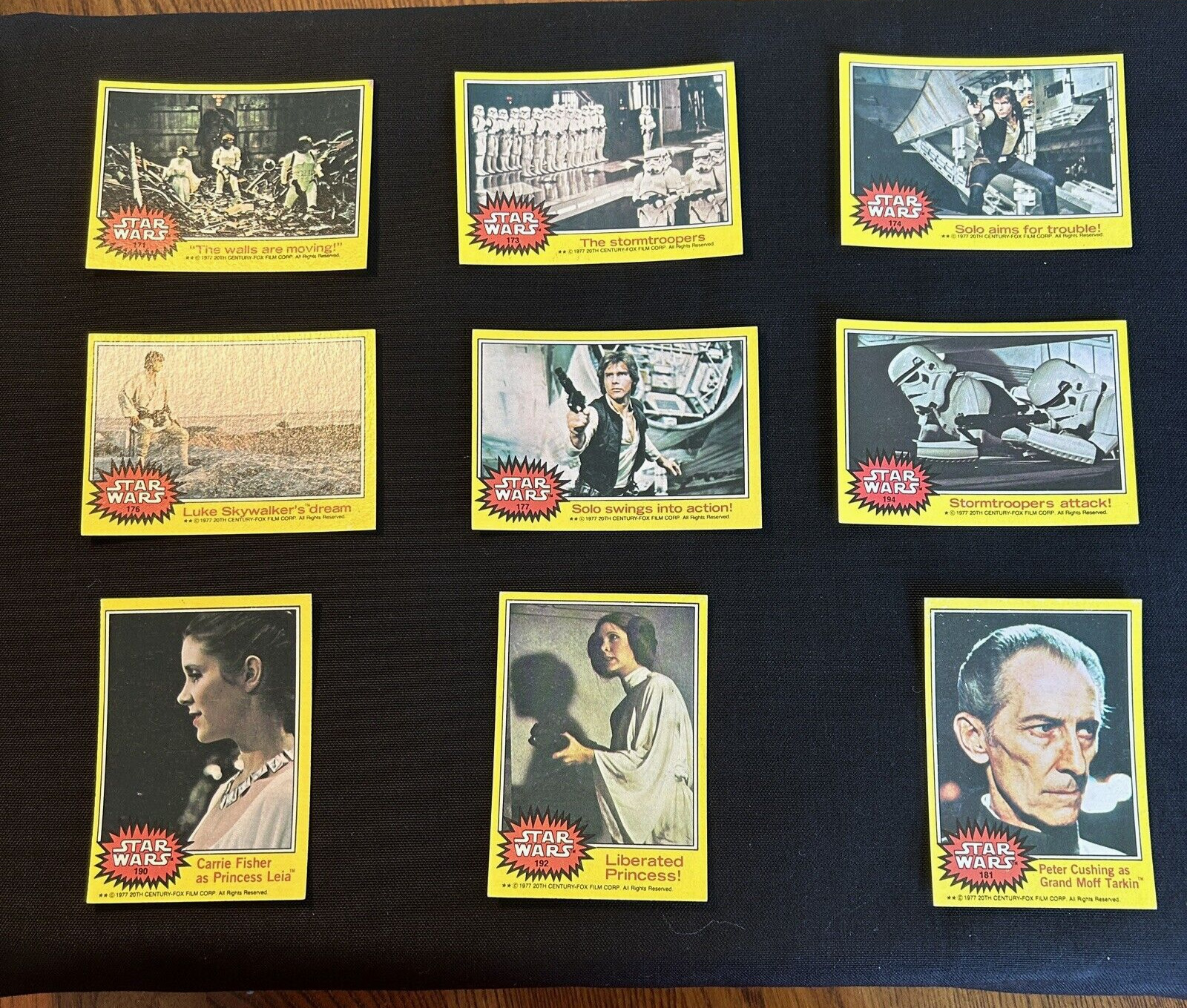 1977 Topps Star Wars Lot of 9  Cards Series 3 Yellow Border 