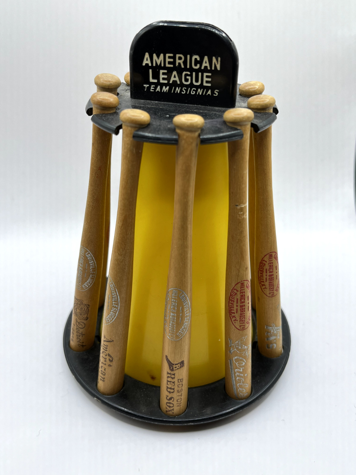 RARE 1950s era Louisville Slugger Bat Bank 10 Mini Bats American League