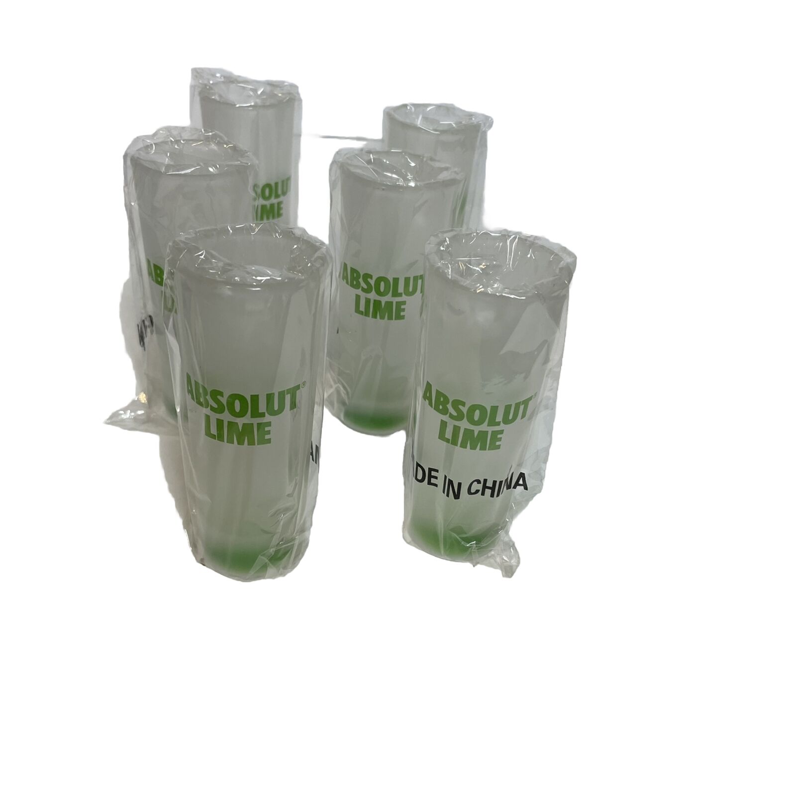 Case of 6 Absolut Vodka Absolut Lime Tall Shot Glasses Frosted