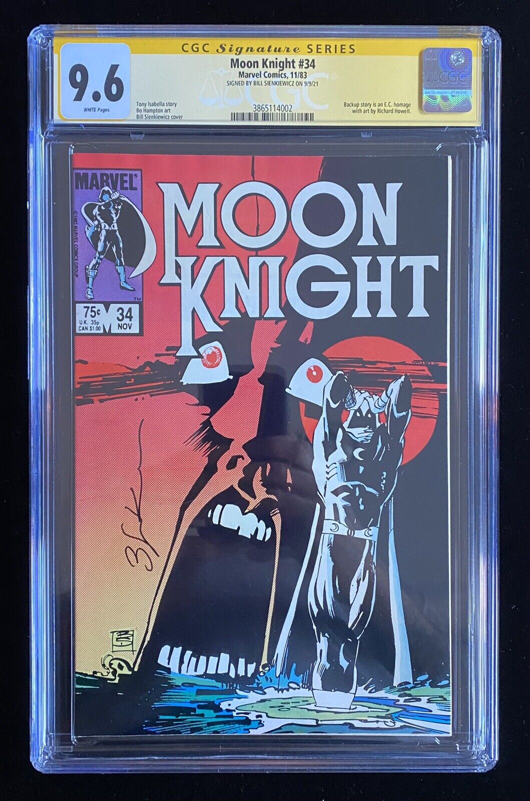 MOON KNIGHT #34 CGC 9.6 (11/83) SS Signed BILL SIENKIEWICZ WHITE PAGES 💥 🔥 💥