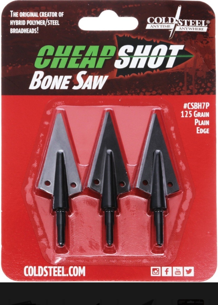 Cold Steel Knives Arrow Heads Cheap Shot Bone Saw Broadheads 3 pack plain edge