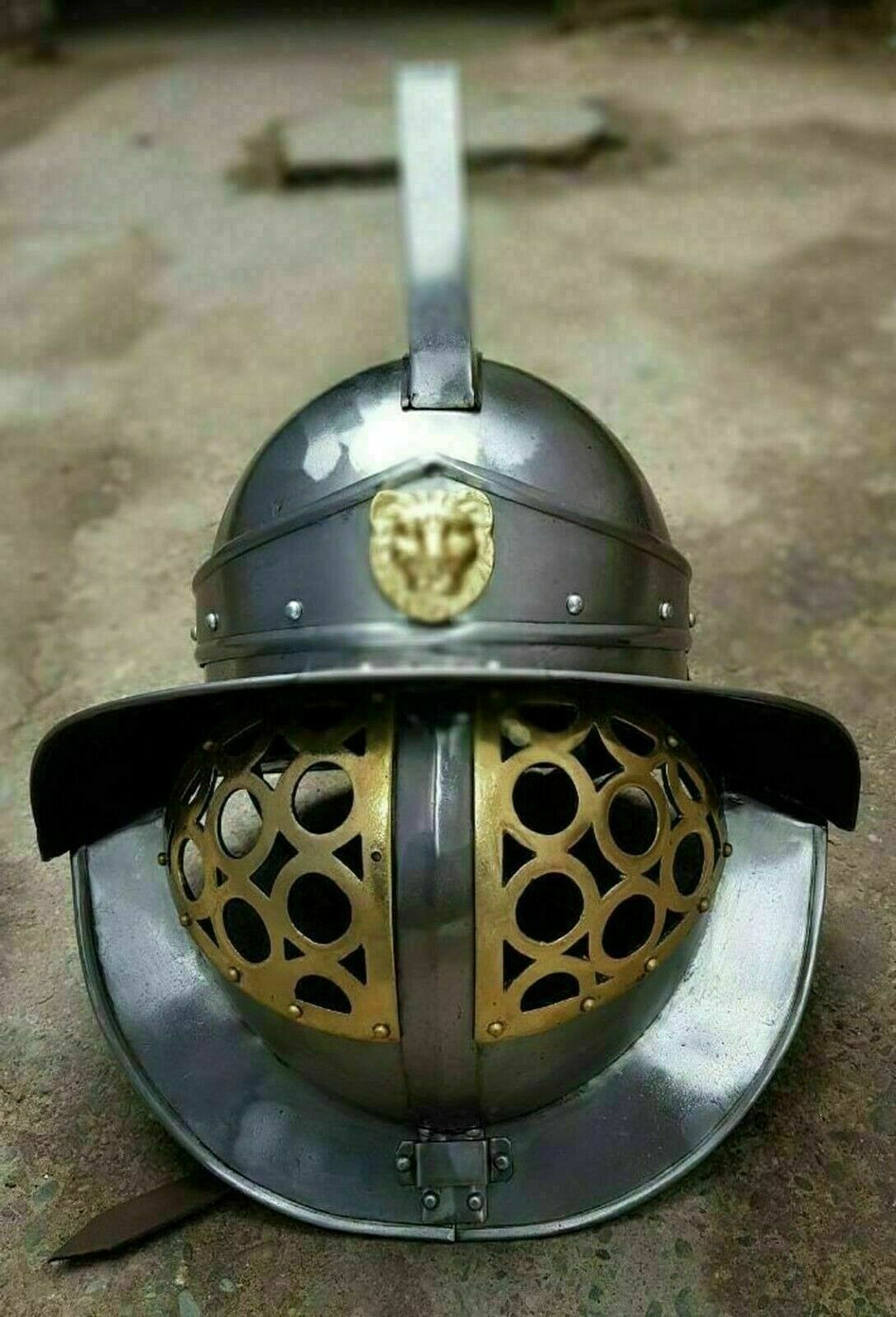 Antique Medieval Larp Armour Murmillo Gladiator Helmet Knight Crusader Helmet