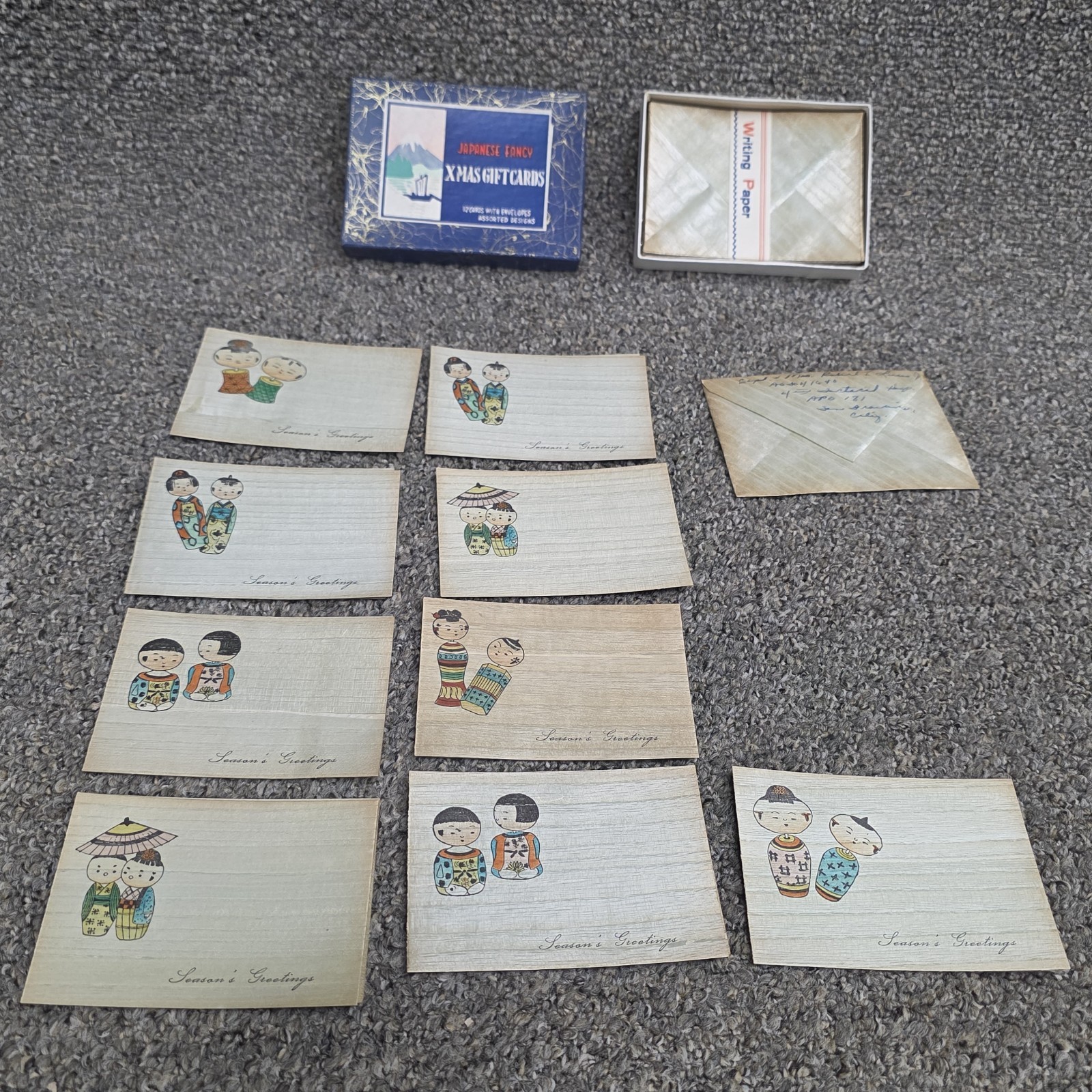 vintage box of Japanese Fancy Xmas Gift  illustrations Made On Wood