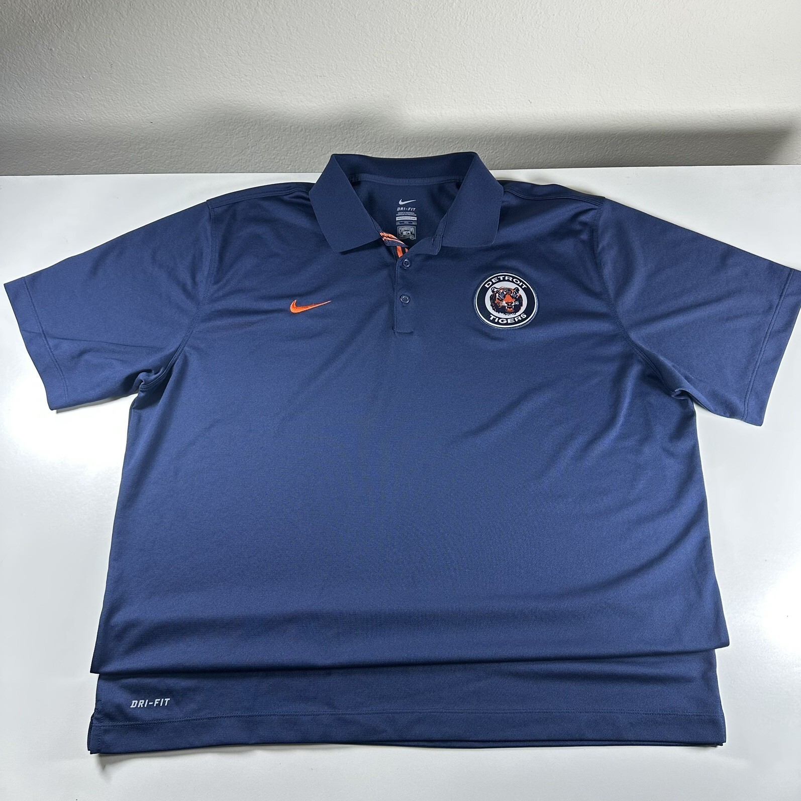 Detroit Tigers Polo Shirt Mens XXL Blue MLB Nike Dri Fit Performance Cooperstown Detroit Tigers Polo Shirt Mens XXL Blue MLB Nike Dri Fit Performance Cooperstown