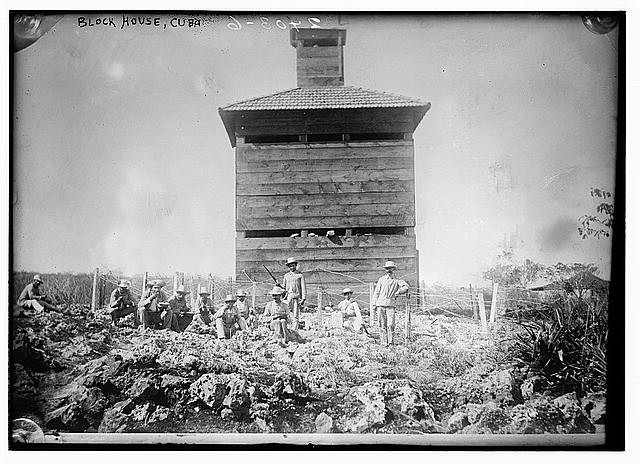 Photo:Block House Cuba Soldiers in Front of Wood Building ca 1910