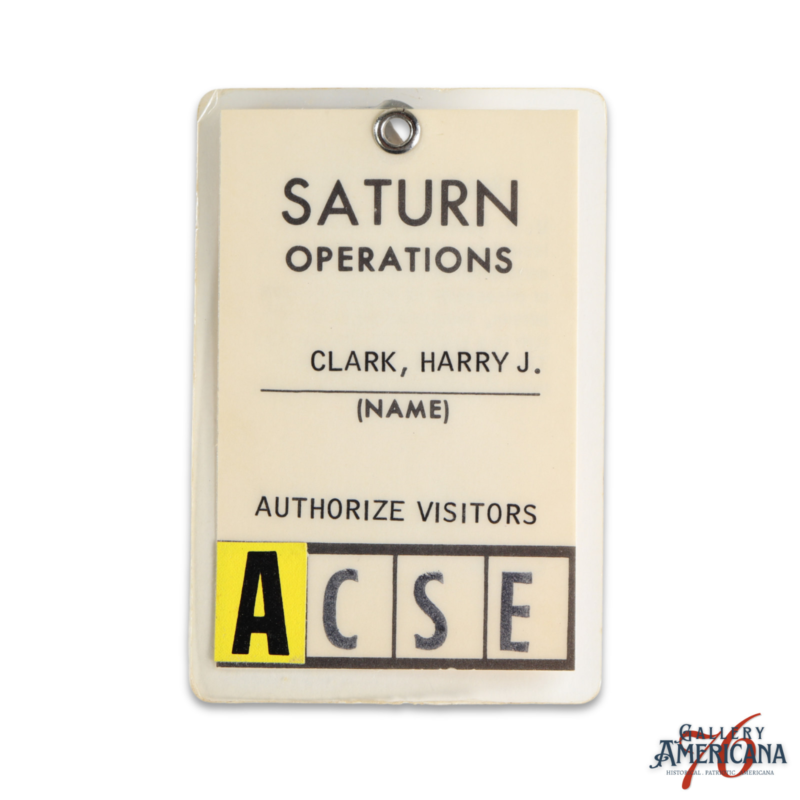 NASA Saturn Operations Visitor Pass Harry J. Clark Apollo Era Space Badge NASA Saturn Operations Visitor Pass Harry J. Clark Apollo Era Space Badge