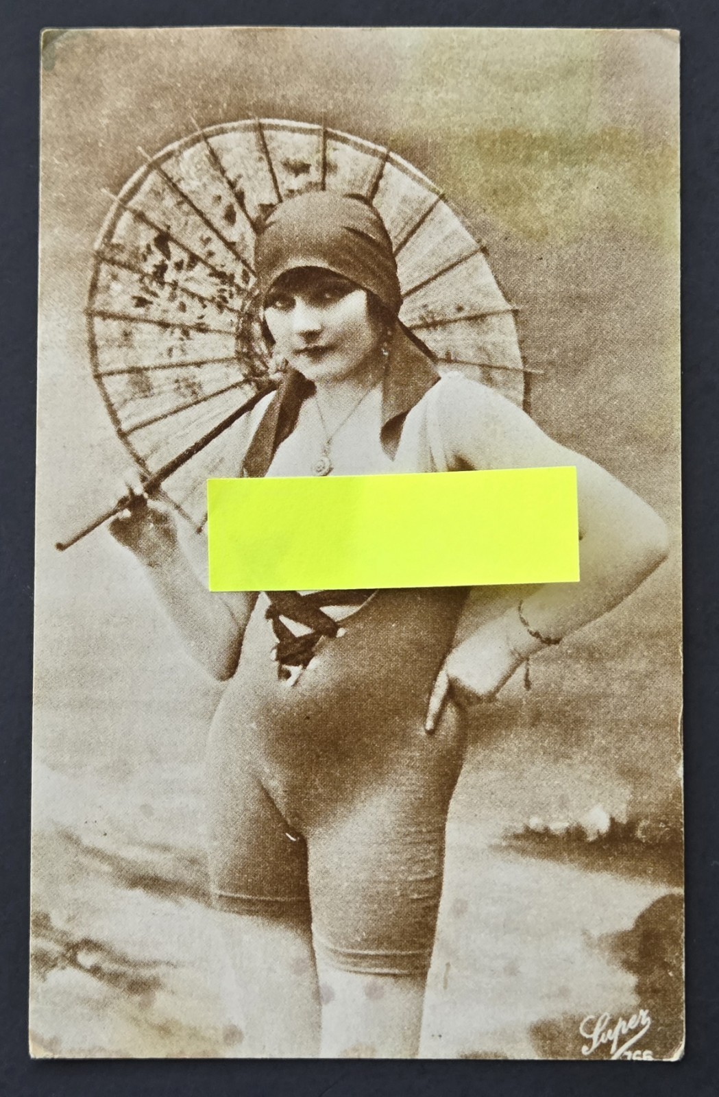 1920\'s French Risque Postcard RPPC Vtg Superluxe 766 Nude Beach Art Deco Parasol 1920\'s French Risque Postcard RPPC Vtg Superluxe 766 Nude Beach Art Deco Parasol