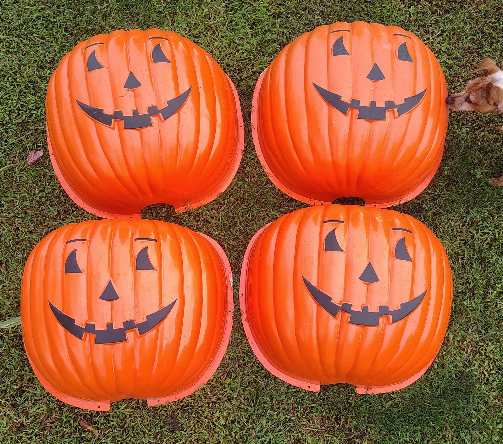 Vtg 1991 Halloween Pumpkin Lamp Post Cover Hard Plastic Blow Molds Twi-Lite Prod