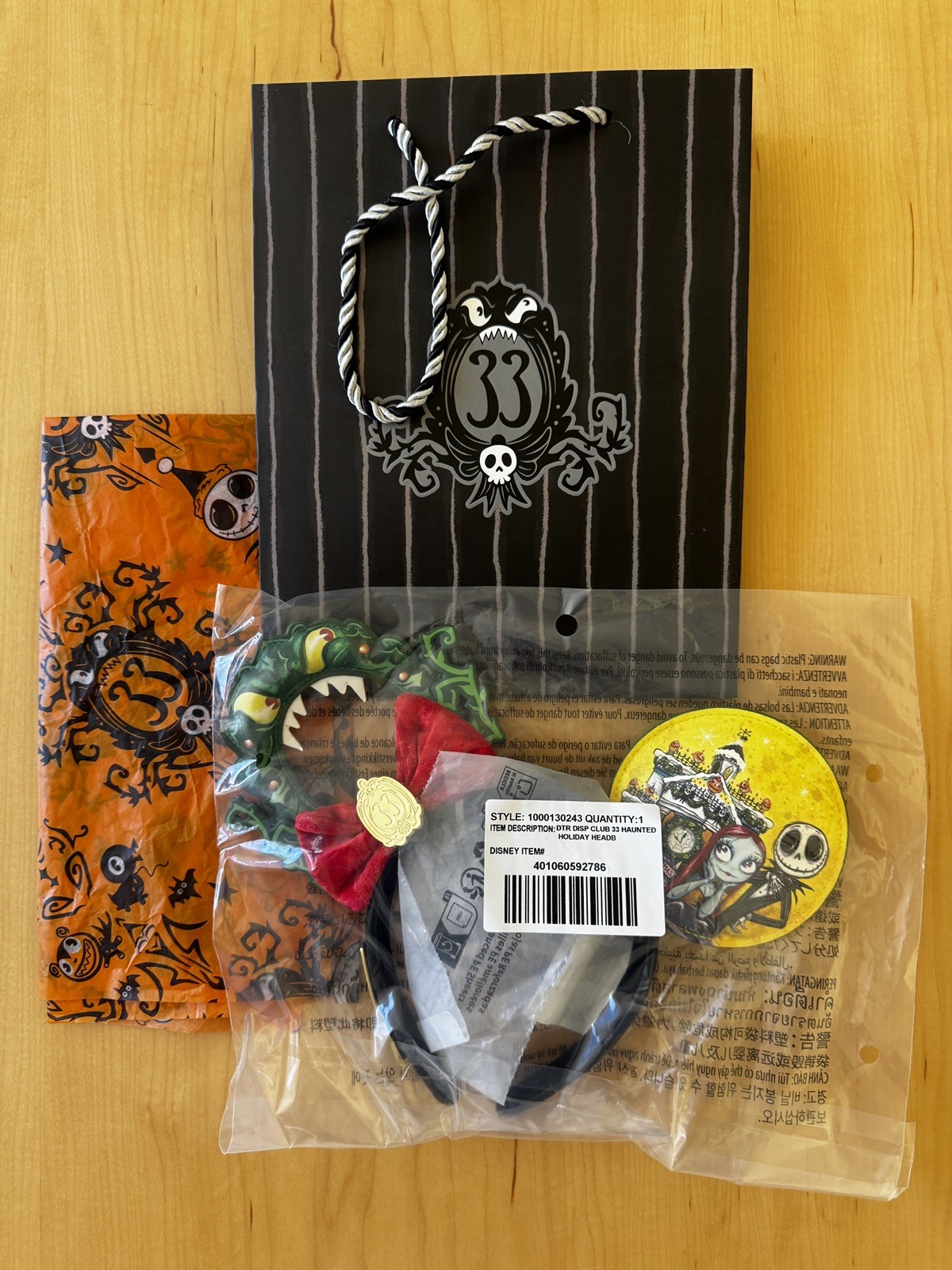 Disneyland Club 33 25th Nightmare Before Christmas Haunted Mansion Ears 2026 Disneyland Club 33 25th Nightmare Before Christmas Haunted Mansion Ears 2026