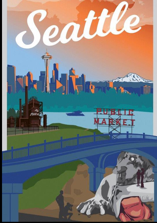 Seattle Travel Advertisement Art Poster
