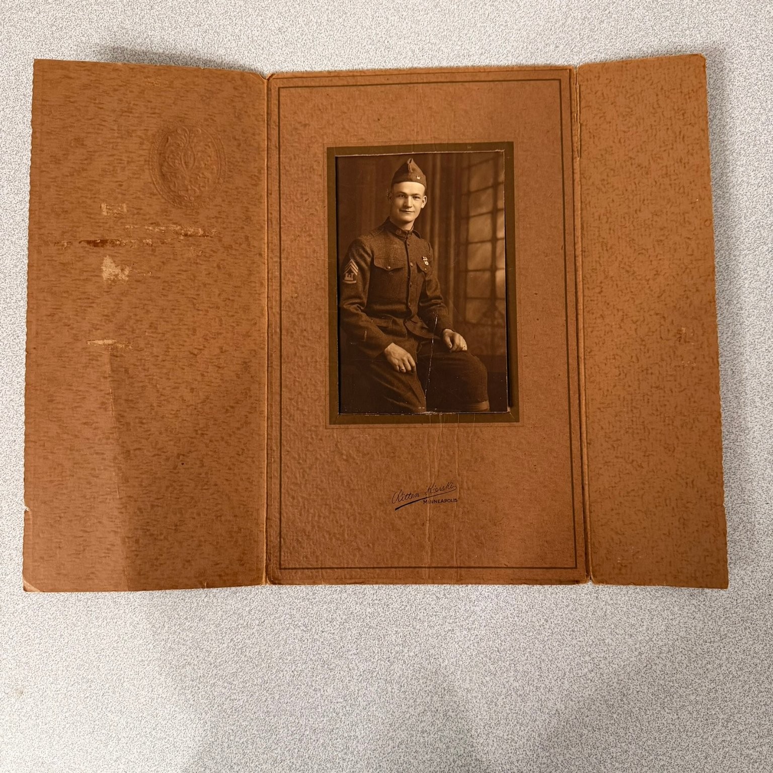 WWI Era Military Soldier Portrait Photograph Kierski Minneapolis Uniform Folder WWI Era Military Soldier Portrait Photograph Kierski Minneapolis Uniform Folder