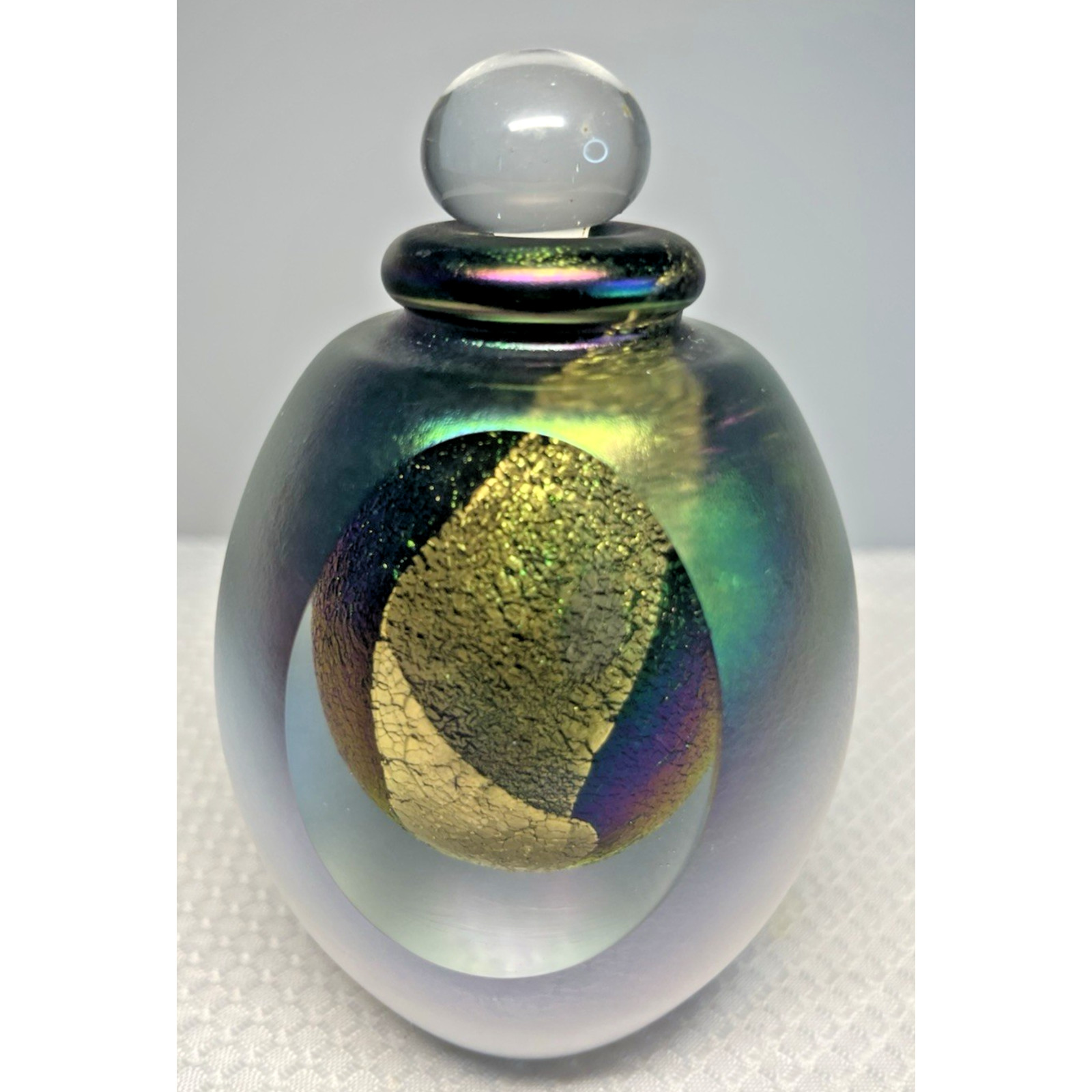 Vintage 1994 ROBERT EICKHOLT Signed Iridescent Art Glass Perfume Bottle 5 Vintage 1994 ROBERT EICKHOLT Signed Iridescent Art Glass Perfume Bottle 5