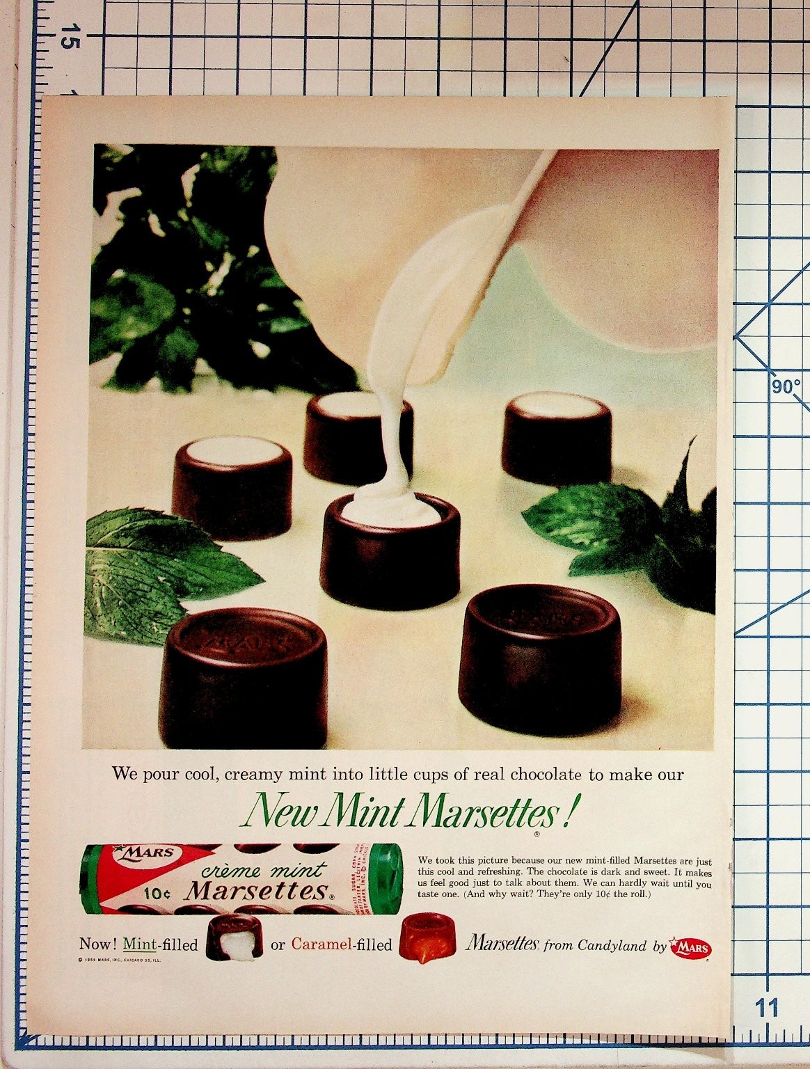 1959 Mars Mint Marsettes Candy Vintage Magazine Ad 10¢ Original Ephemera 1959 Mars Mint Marsettes Candy Vintage Magazine Ad 10¢ Original Ephemera