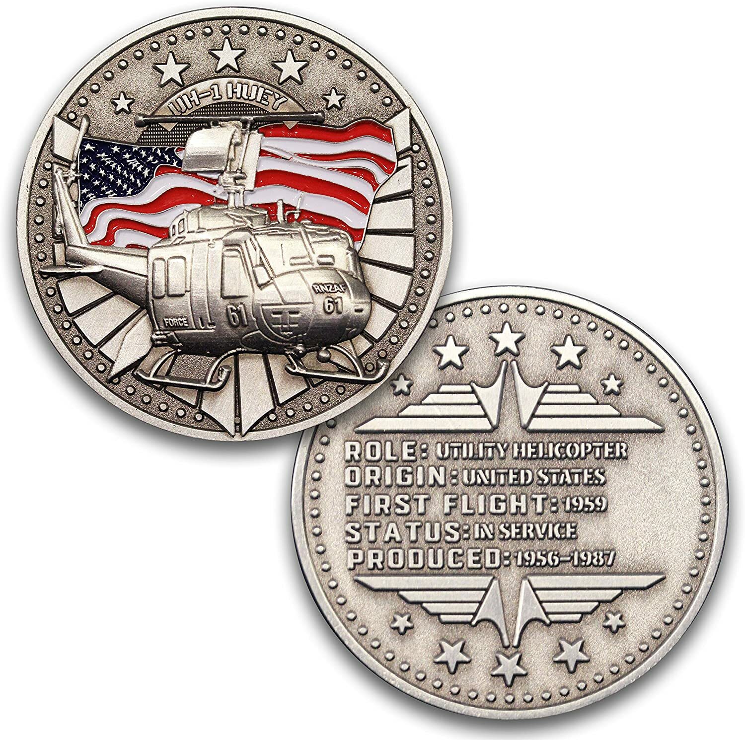 UH-1 Huey Aircraft Challenge Coin UH-1 Huey Aircraft Challenge Coin
