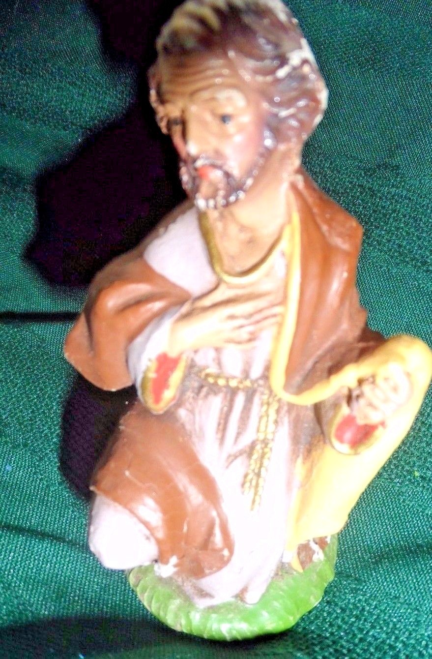 Antique Vintage Chalk ware Nativity Figure - JOSEPH - Italy Antique Vintage Chalk ware Nativity Figure - JOSEPH - Italy