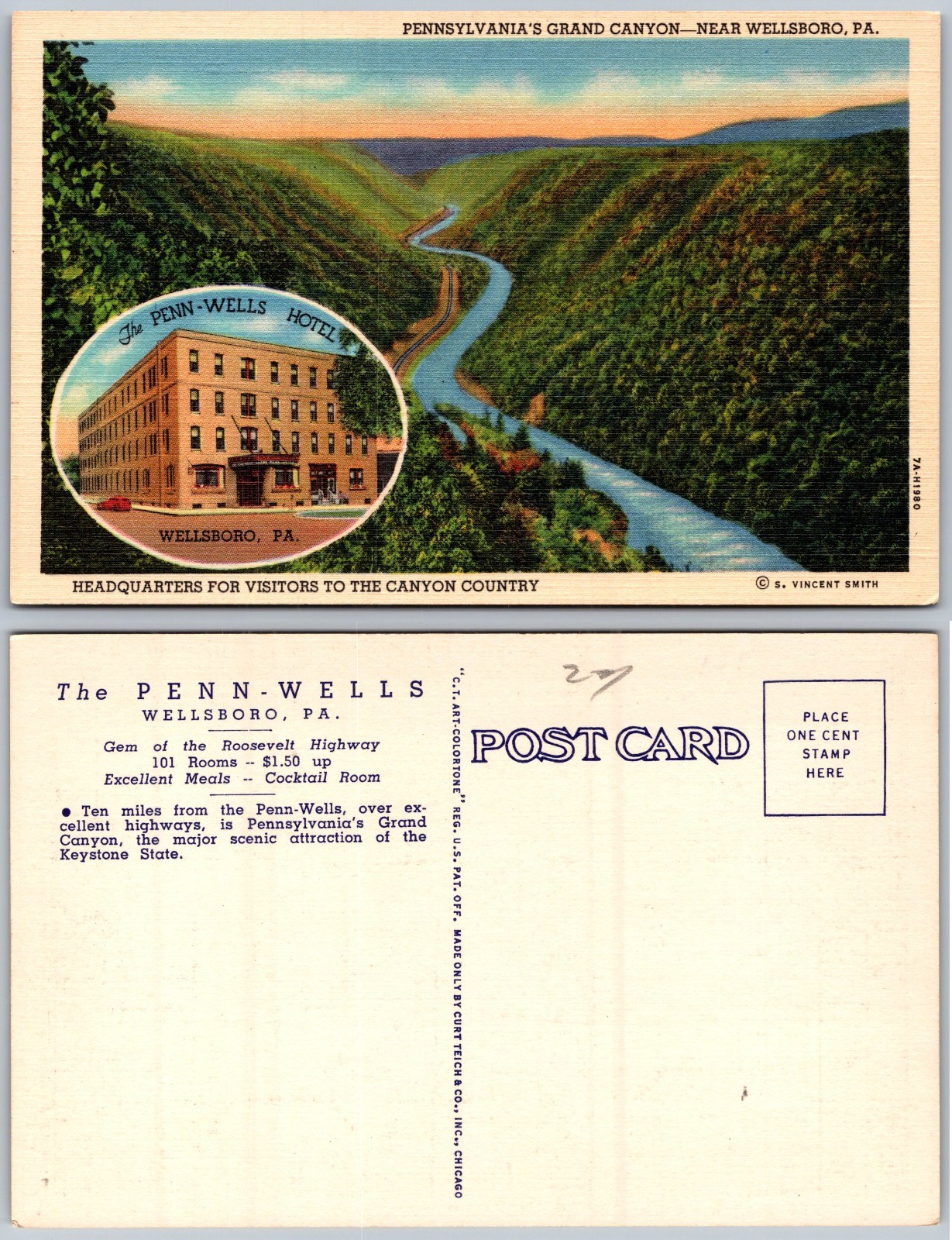 Penn Wells Hotel Wellsboro PA Postcard Penn Wells Hotel Wellsboro PA Postcard