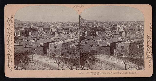Rome Italy 1900s Panorama Looking North from Mt Gianicolo Stereo View
