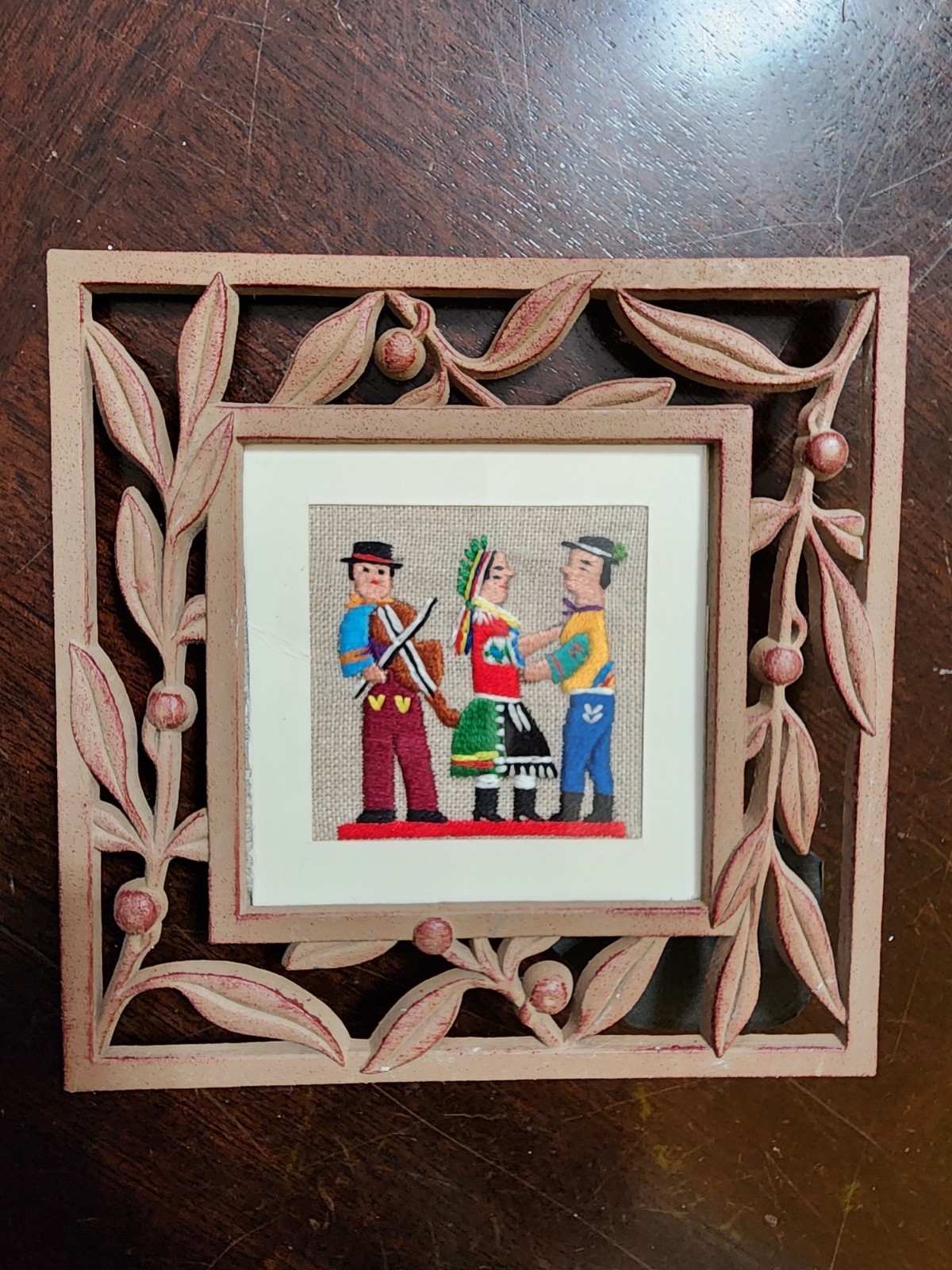 Vintage Framed Folk Art Embroidery – Hungarian/ Polish Dancers & Fiddler Vintage Framed Folk Art Embroidery – Hungarian/ Polish Dancers & Fiddler