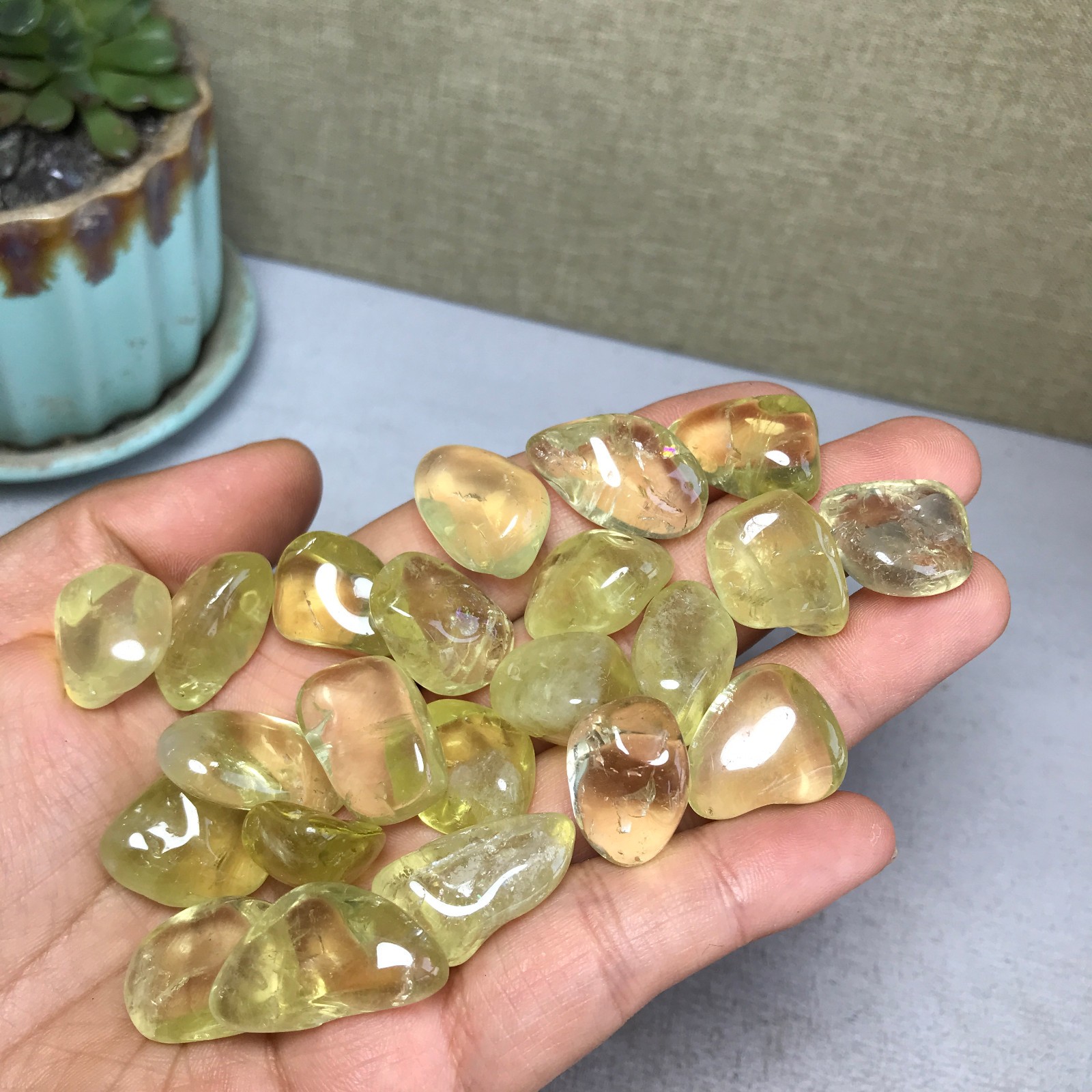 22pcs  Rare Natural yellow Crystal block polish/rough specimens 88g A5389