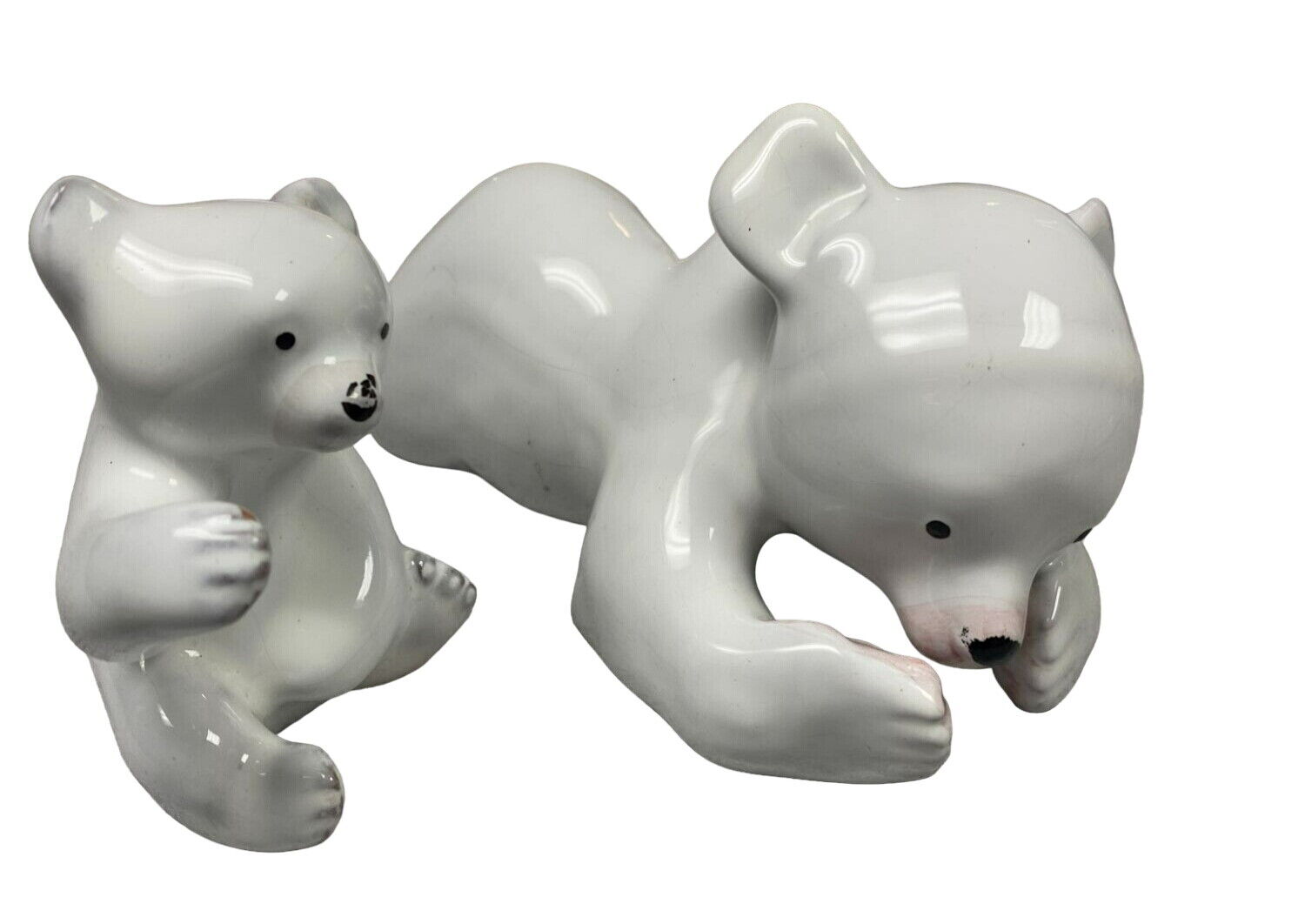 Vintage Austrian LEOPOLD ANZENGRUBER Polar Bear Cubs Ceramic Figures