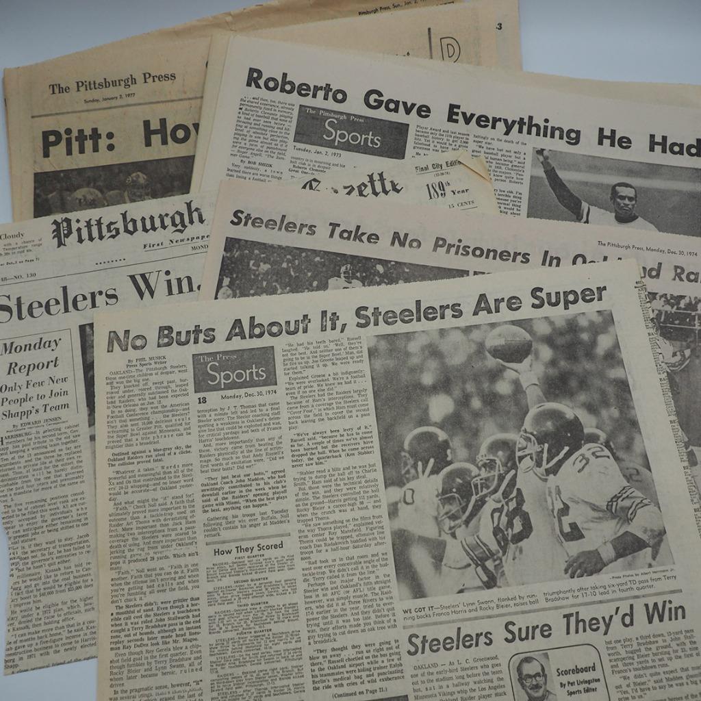 Newspaper Clipping Lot Pittsburgh Press Post Gazette 1970\'s Sports Clemente etc.