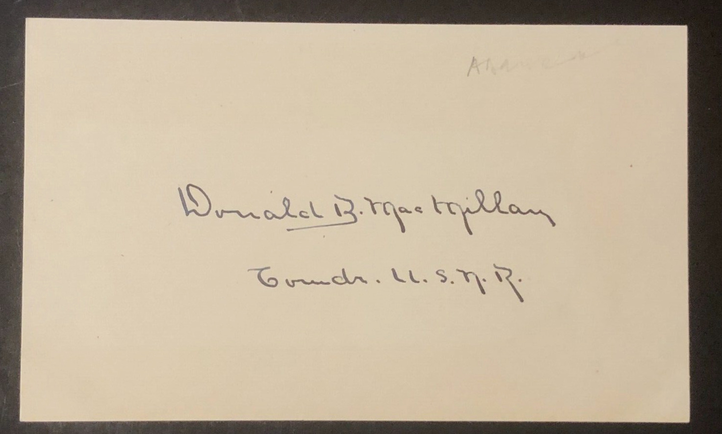 Rear Admiral Donald B. MacMillan Artic Explorer Signed Autographed Index Card