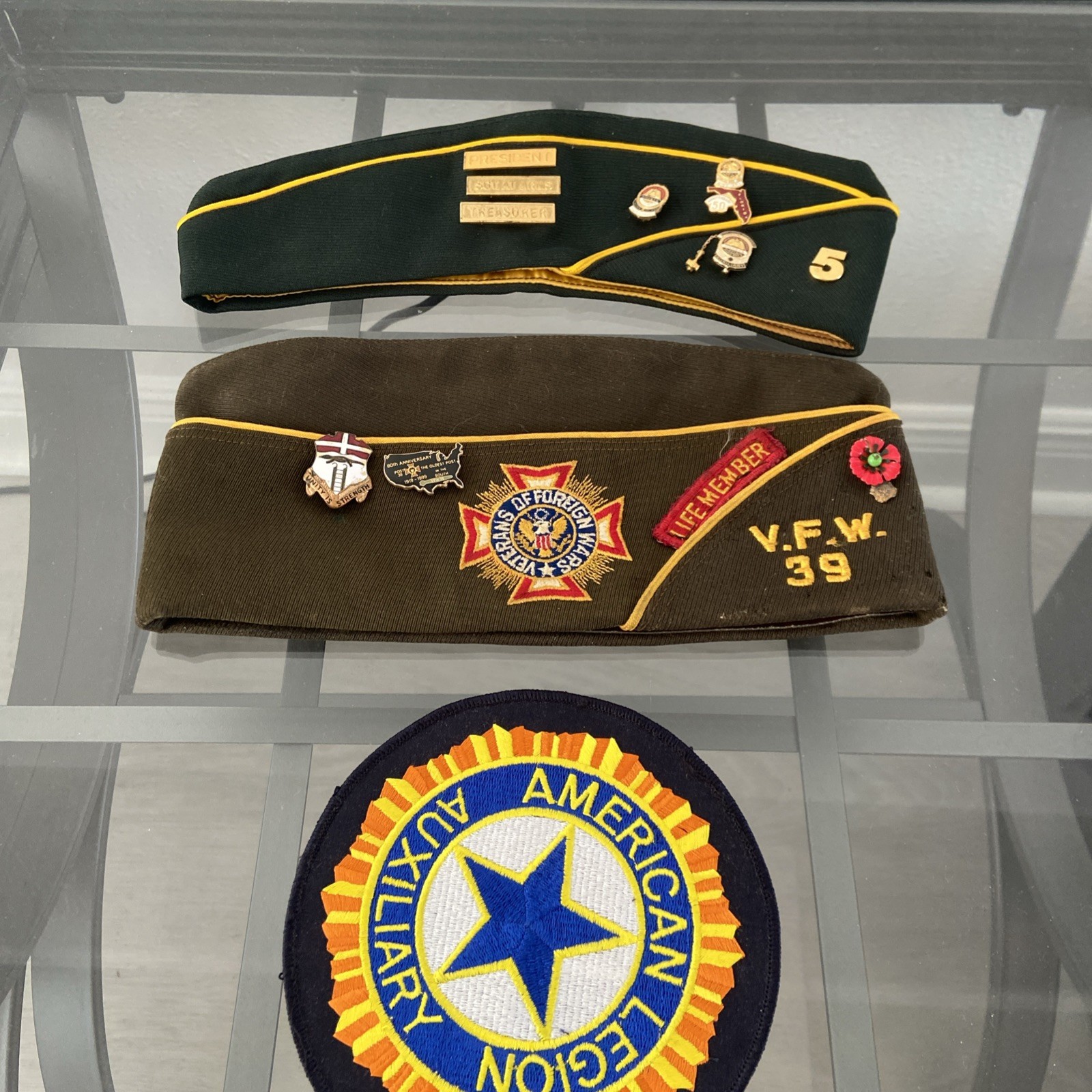 Vintage VFW 39 Veterans of Foreign Wars Caps Pins American Legion Patch Lot Vintage VFW 39 Veterans of Foreign Wars Caps Pins American Legion Patch Lot