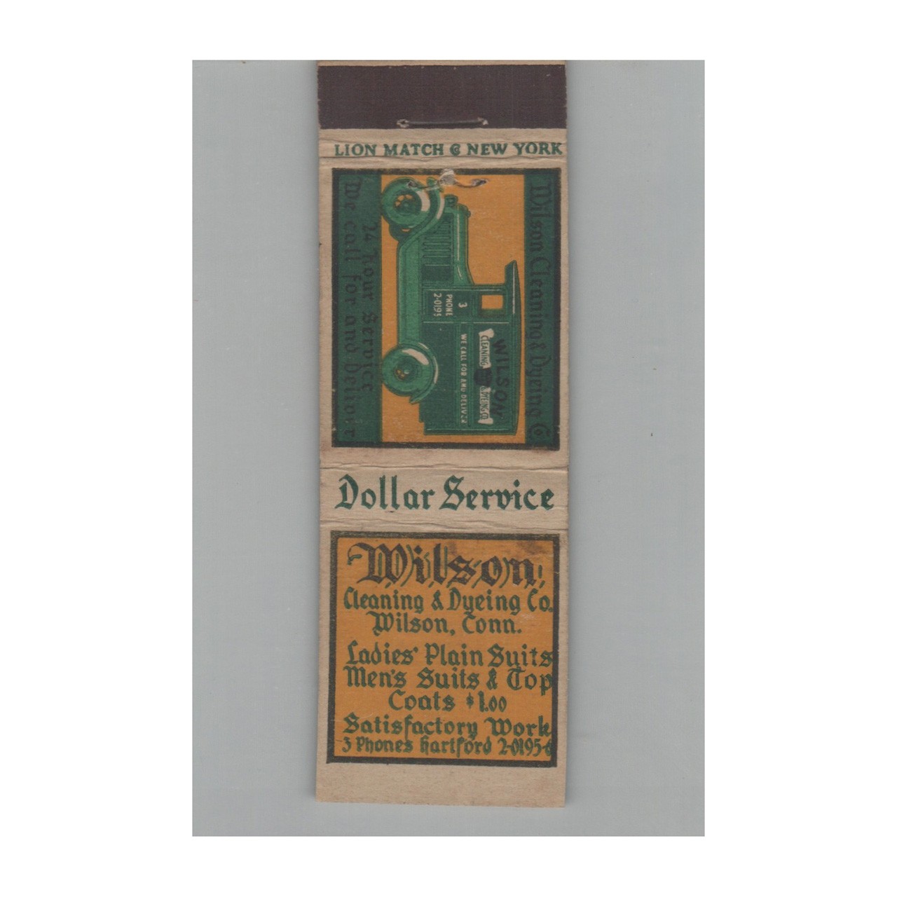 1920s-1930s Universal Match Matchbook Cover Wilson Cleaning & Dyeing Wilson CT