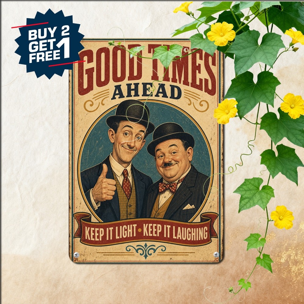 Classic Comedy Duo Laurel And Hardy Metal Sign Vintage Cinema Tin Plaque 8x12