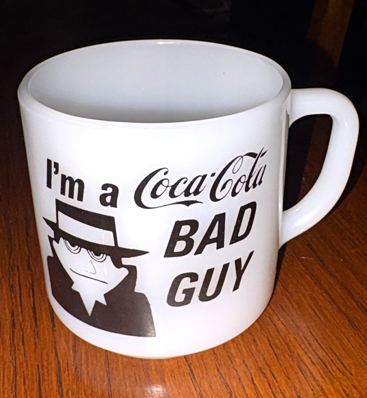 Vintage Federal Glass Rare Coca-Cola Bad Guy Milk Glass Mug I Had a Bad Idea USA Vintage Federal Glass Rare Coca-Cola Bad Guy Milk Glass Mug I Had a Bad Idea USA