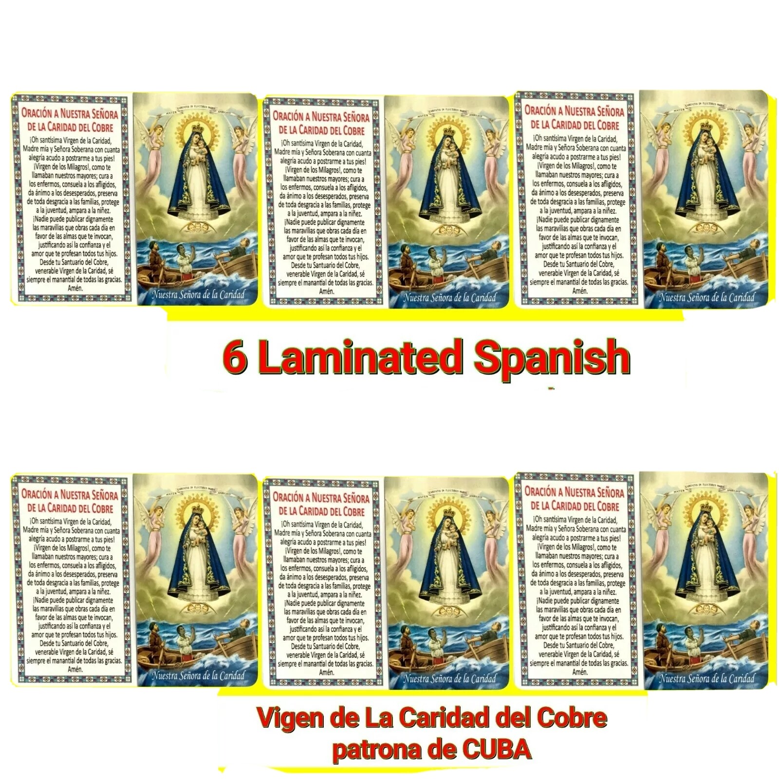 6 Caridad del Cobre Estampa Oracion laminada CUBA Spanish Prayer 3.5 6 Caridad del Cobre Estampa Oracion laminada CUBA Spanish Prayer 3.5