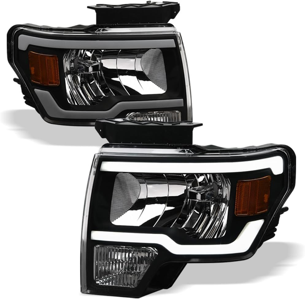 Crystal Headlights with White LED Strip|Compatible with 2009-2014 Ford F150|8743 Crystal Headlights with White LED Strip|Compatible with 2009-2014 Ford F150|8743