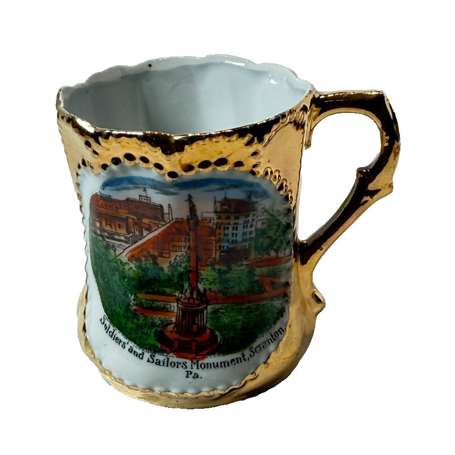 SCRANTON , Pennsylvania PA ANTIQUE Souvenir China TRINKET MUG CUP GOLD SCRANTON , Pennsylvania PA ANTIQUE Souvenir China TRINKET MUG CUP GOLD