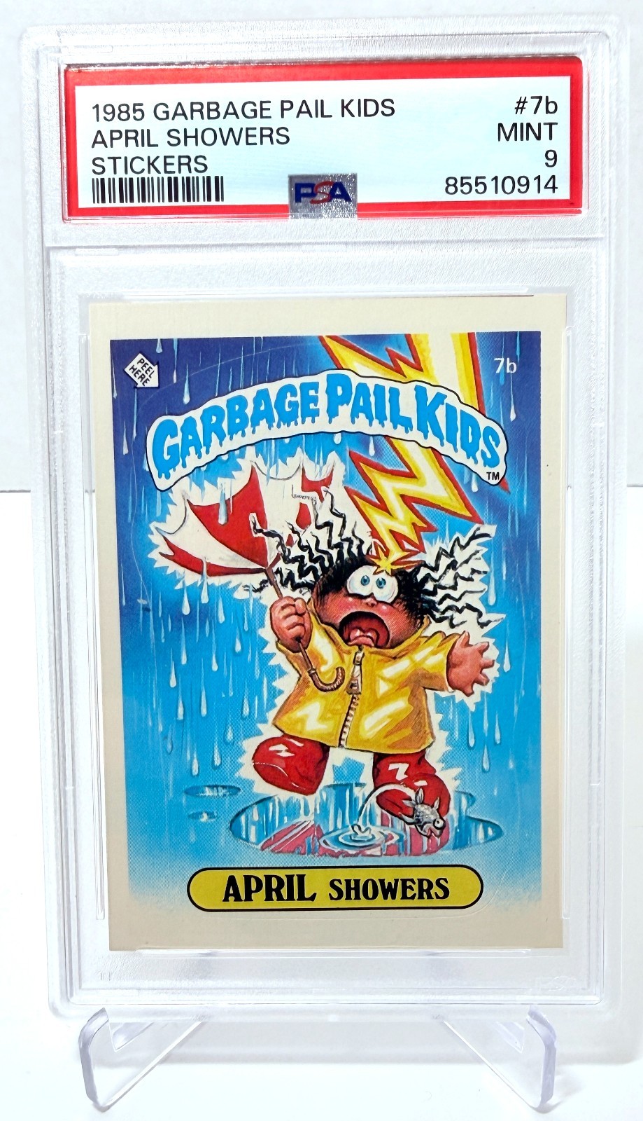 1985 Topps Garbage Pail Kids Series 1 - #7b April Showers - PSA 9 MINT 1985 Topps Garbage Pail Kids Series 1 - #7b April Showers - PSA 9 MINT