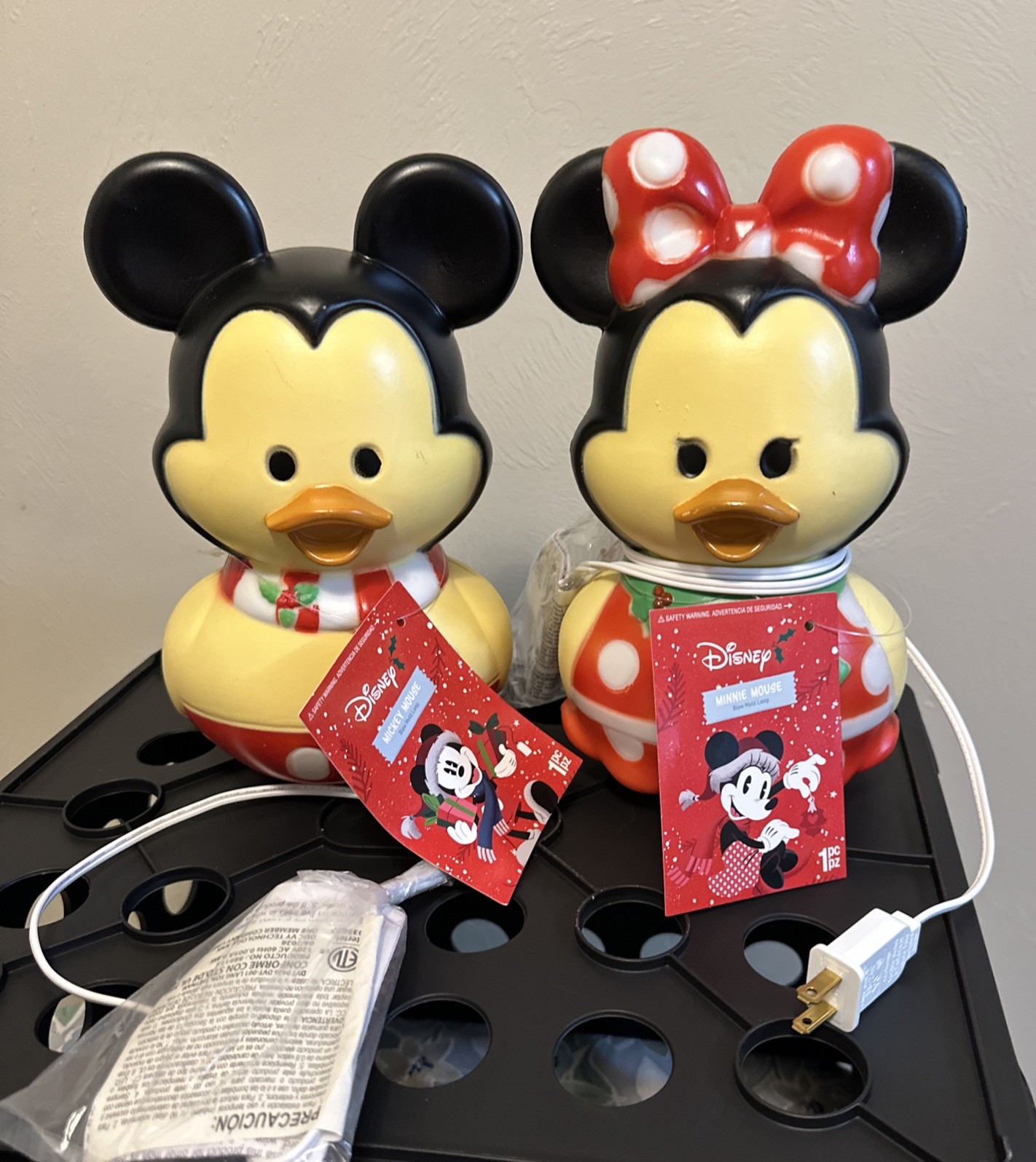 Disney Mickey & Minnie Mouse Ducks Christmas Blow Mold Set Decor 10” NEW Rare Disney Mickey & Minnie Mouse Ducks Christmas Blow Mold Set Decor 10” NEW Rare