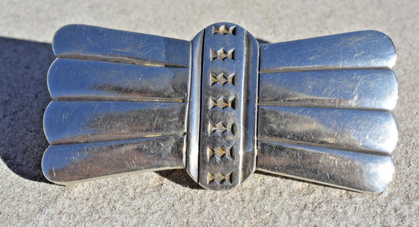 VINTAGE 1940-50's Native NAVAJO American Sterling Belt Buckle Stamp WT 1st Owner