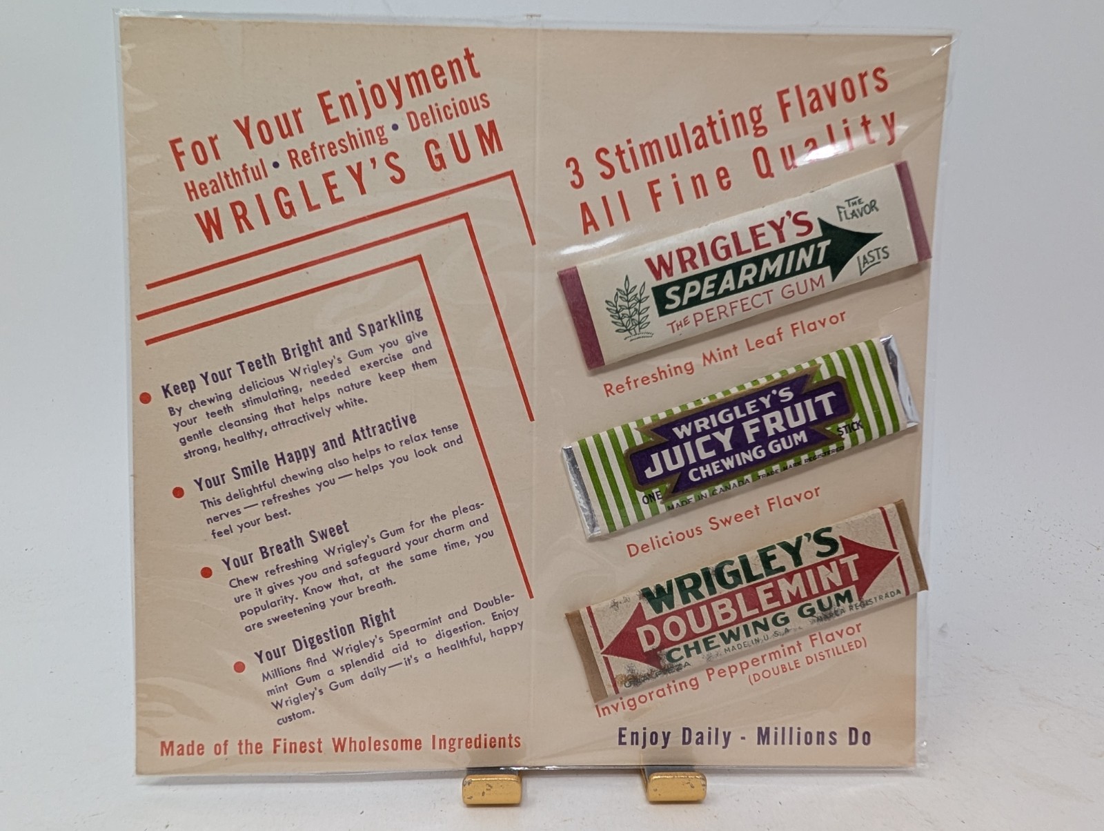 1930s Wrigleys Gum Advertising Promo Display Spearmint Juicy Fruit Doublemint