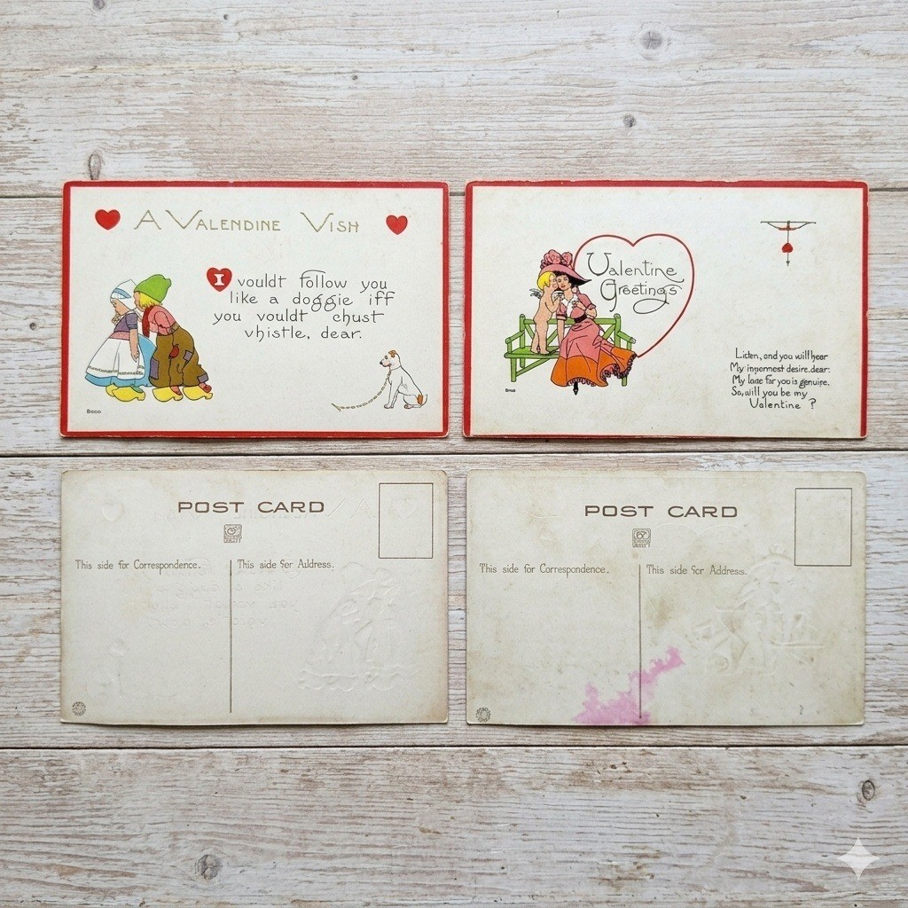 Vintage 1913 Valentine Postcard Lot S Bergman Cupid Dutch Children Edwardian Art Vintage 1913 Valentine Postcard Lot S Bergman Cupid Dutch Children Edwardian Art