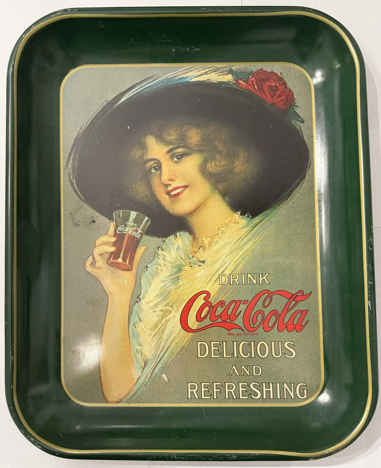 Vintage 1970s Coca Cola Hamilton King Girl Metal Advertising Tray Reproduction