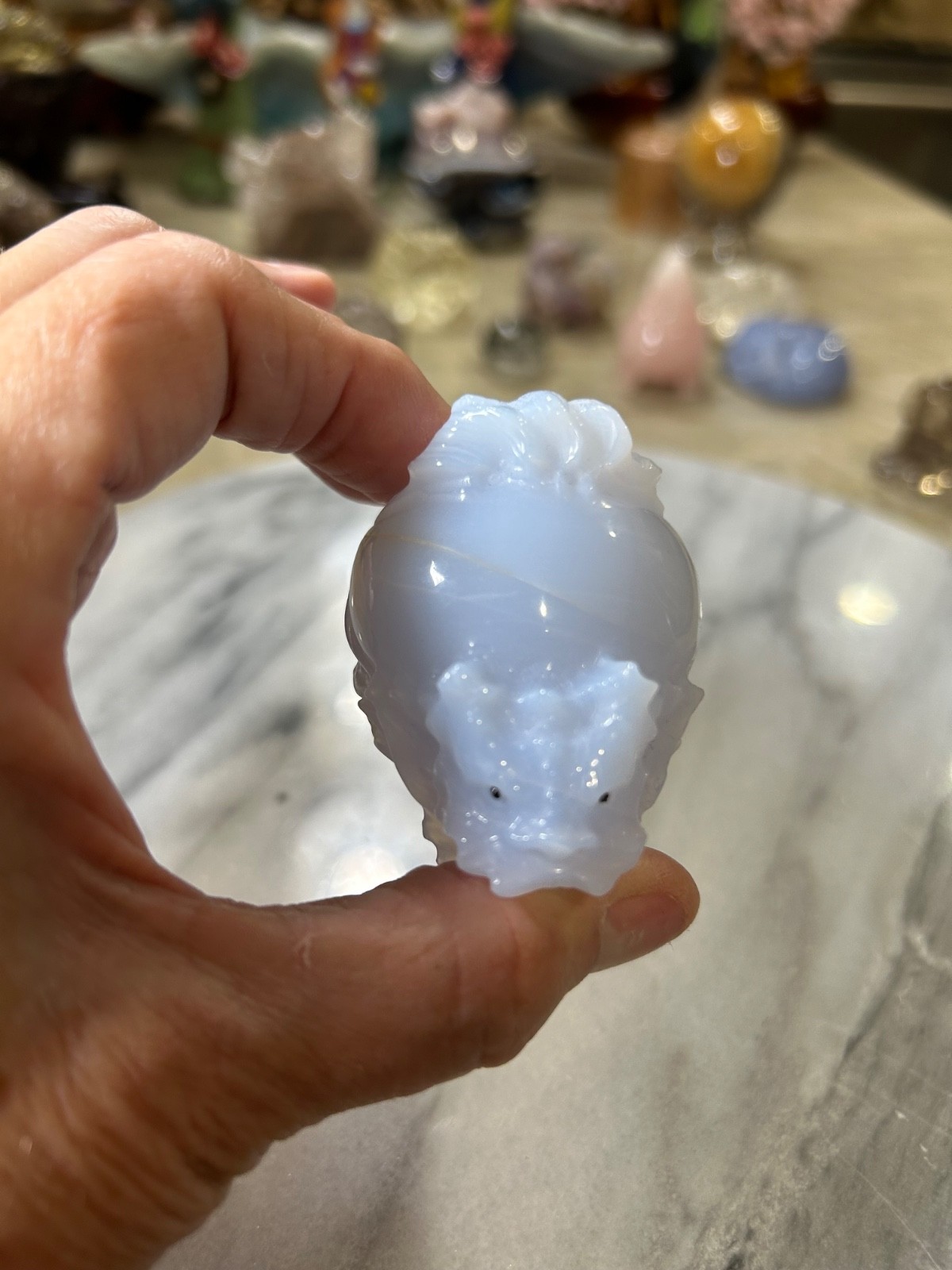 Blue Chalcedony Dragon Turtle Carving Blue Chalcedony Dragon Turtle Carving