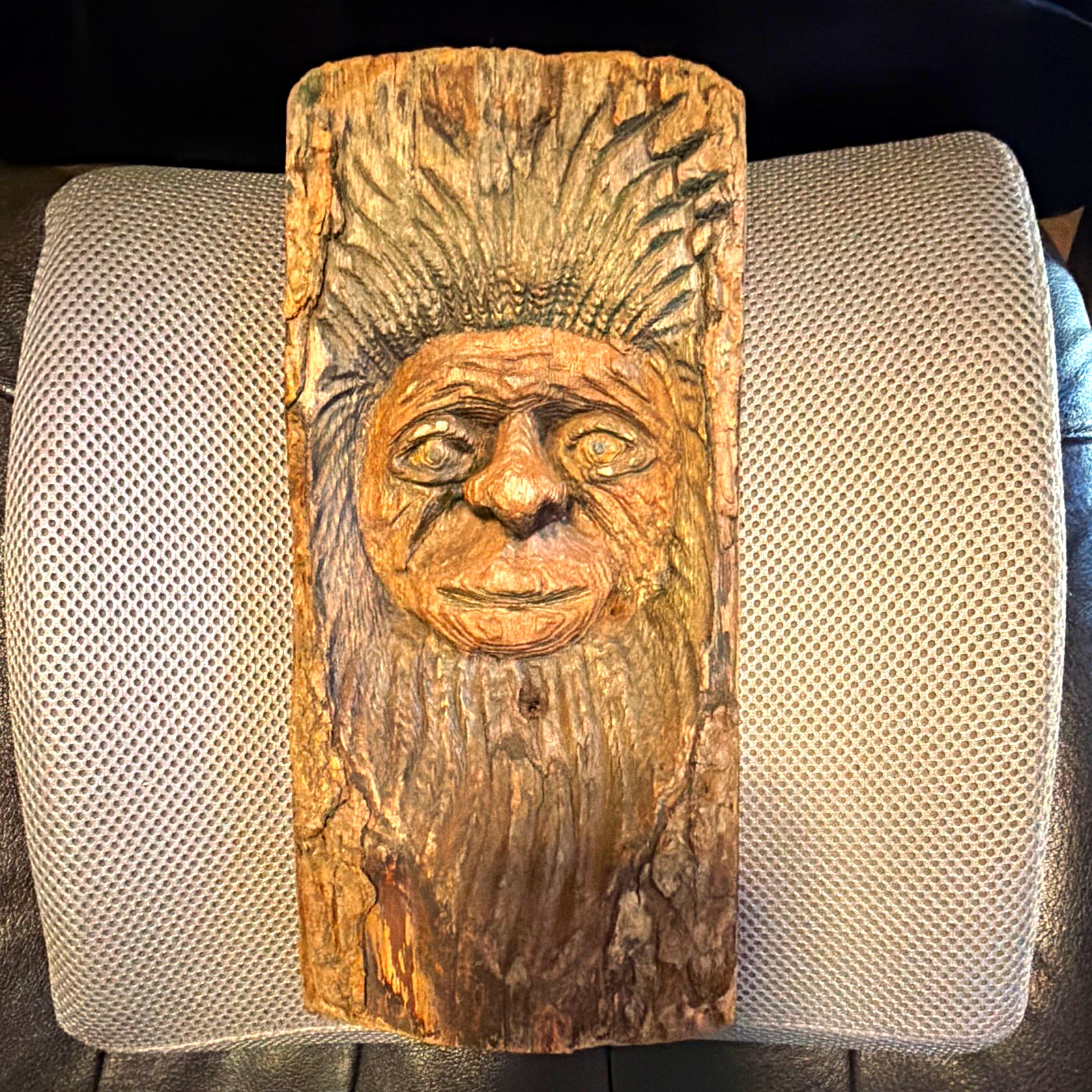 VTG Hand Carved Wooden Green Man Face Plaque Wall Art, Natural Wood Carving VTG Hand Carved Wooden Green Man Face Plaque Wall Art, Natural Wood Carving