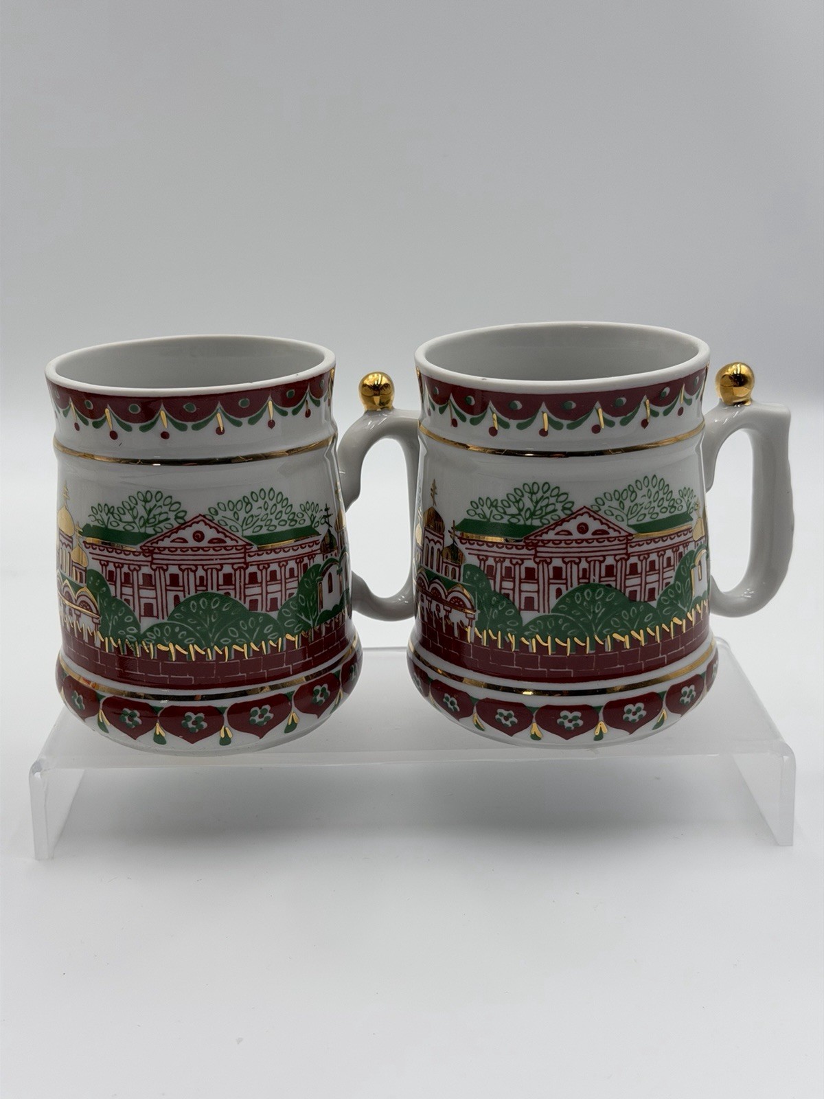 Set Of 2 Russian Soviet USSR Porcelain Cup Mug Moscow Kremlin VERBILKI Gardner Set Of 2 Russian Soviet USSR Porcelain Cup Mug Moscow Kremlin VERBILKI Gardner