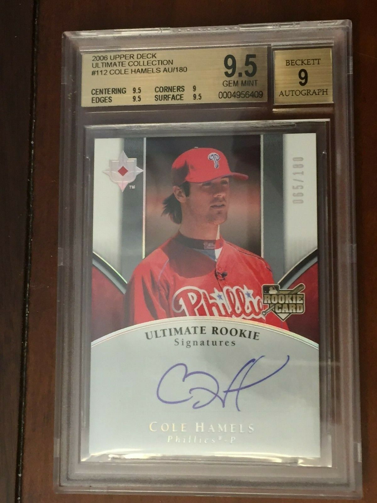 COLE HAMELS 2006 ULTIMATE COLLECTION RC AUTO /180 BGS 9.5