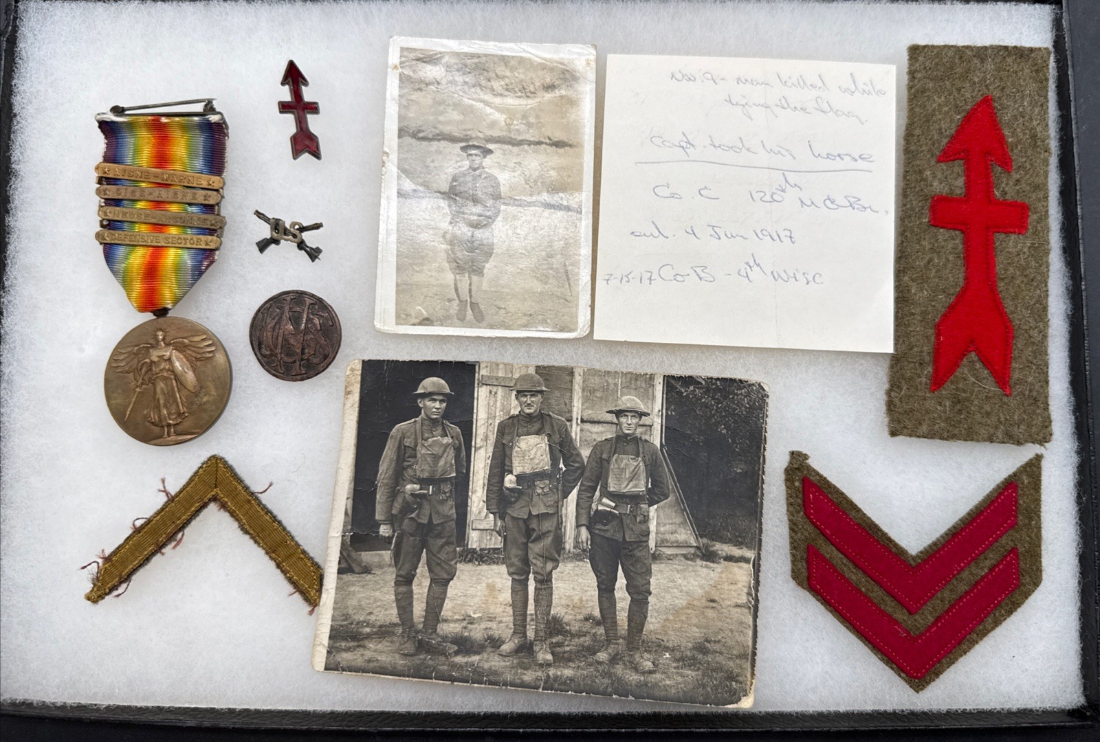 WWI Grouping 32nd Division 120th Machine Gun Battalion Victory Medal patch NAMED WWI Grouping 32nd Division 120th Machine Gun Battalion Victory Medal patch NAMED