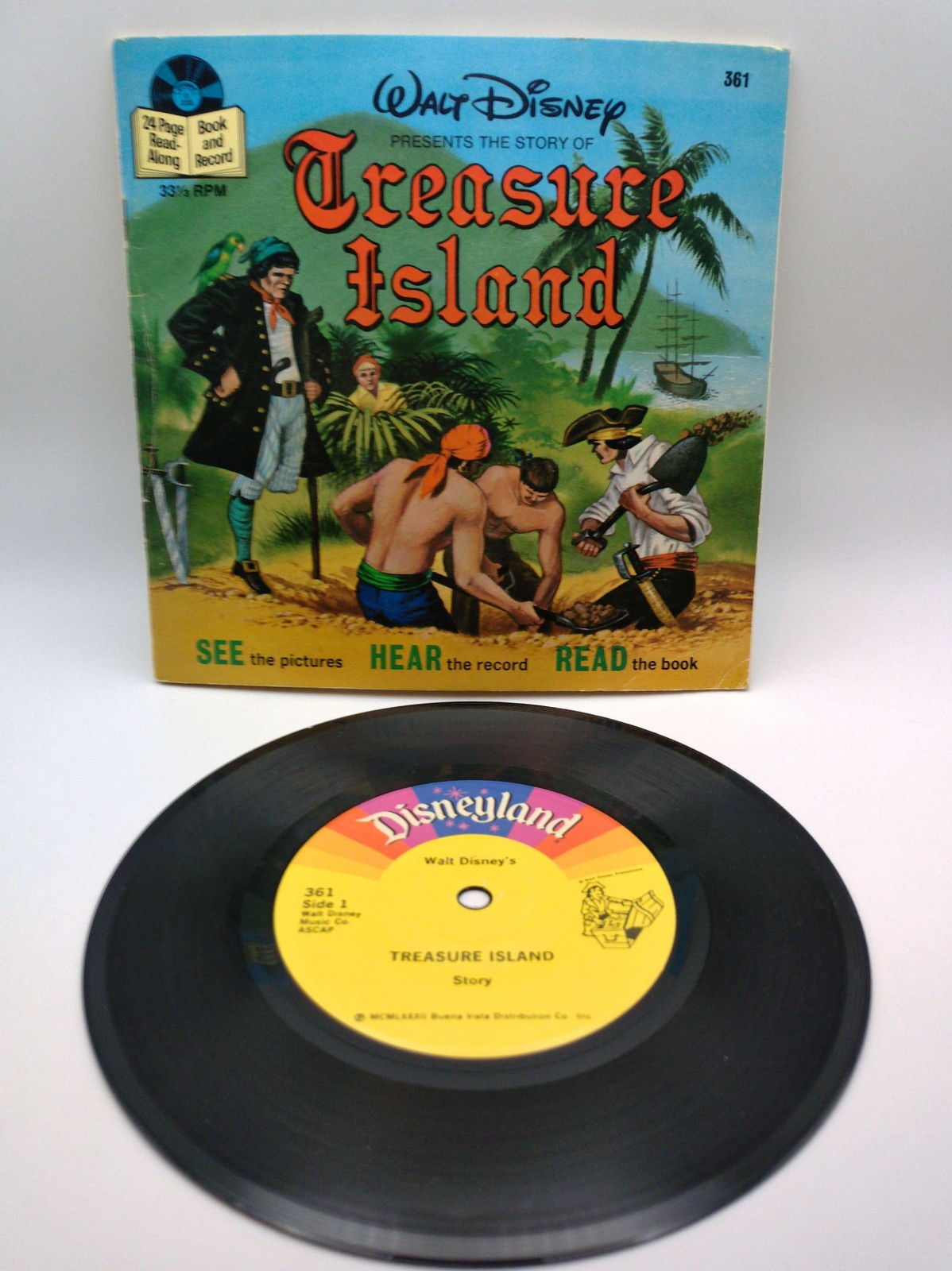 Walt Disney Book And Record Treasure Island Read Along 7in 33 1/3 RPM Disneyland Walt Disney Book And Record Treasure Island Read Along 7in 33 1/3 RPM Disneyland