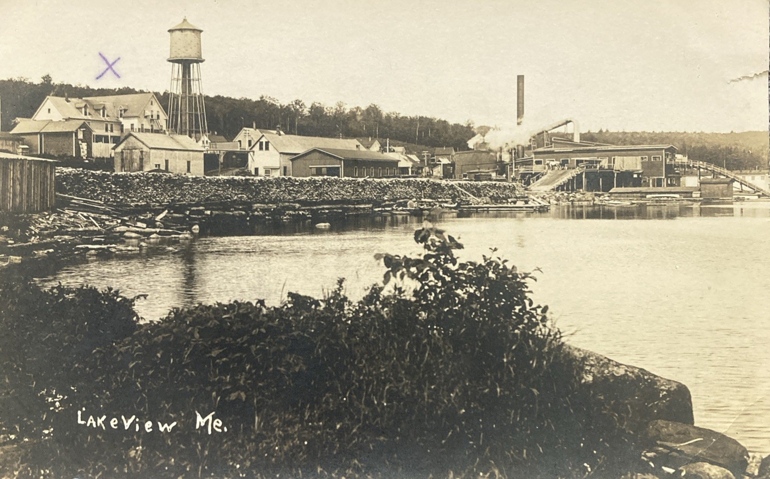 c1915 Lake View ME American Thread Company Mill Inn Schoodic Lake RPPC Postcard c1915 Lake View ME American Thread Company Mill Inn Schoodic Lake RPPC Postcard